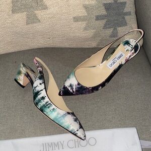 Jimmy Choo Gemma 40 Tie dye fabric Slingback NEW size 37.5
